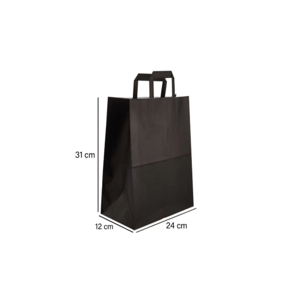 Black Paper Bag Flat Handle