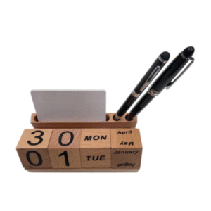 Wooden Calendar Blocks with Card & Pen Holder