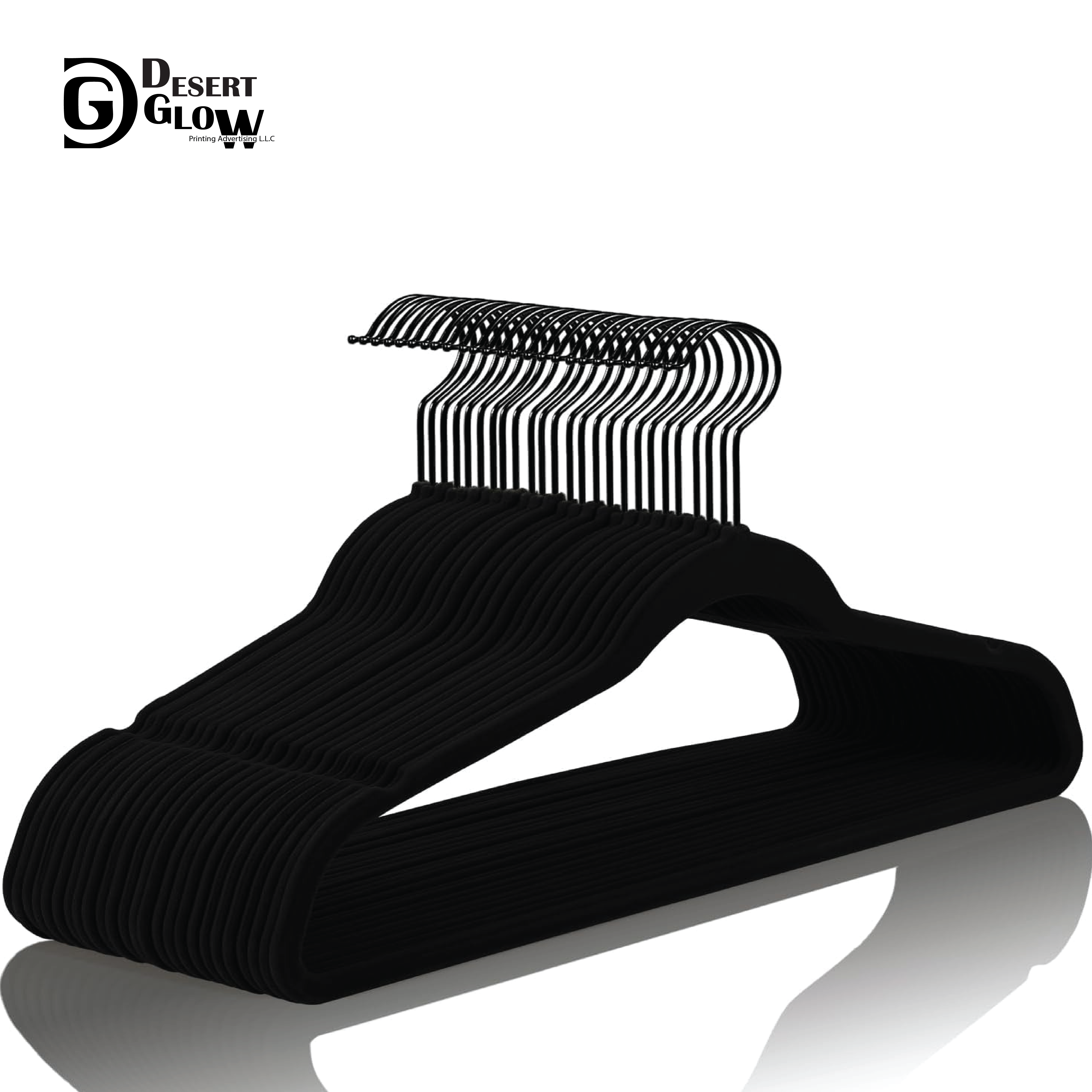 Full Black Velvet Hangers with Black Hooks