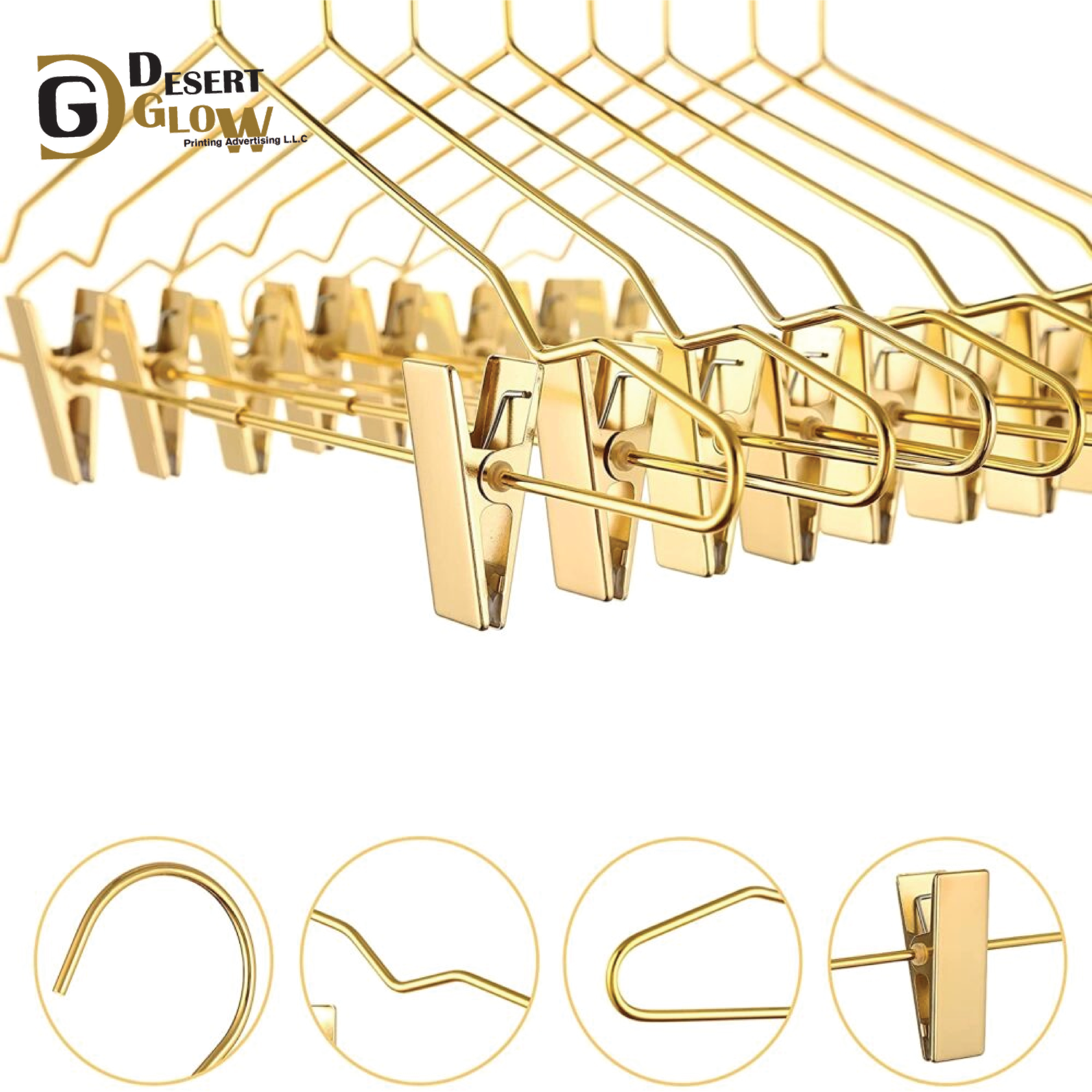 Golden Color Metal Hangers & Clips 16.8 Inch